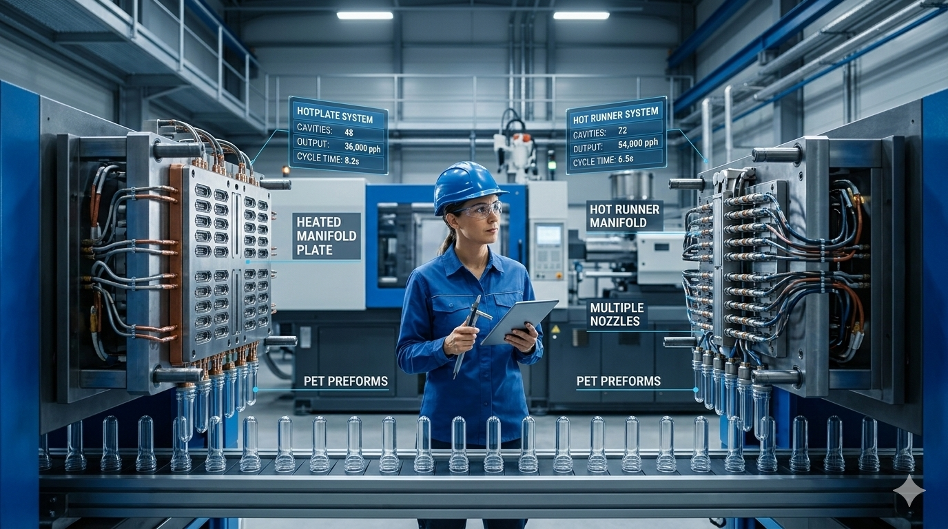 Hotplate Mould vs. Hot Runner Mould for PET Preforms